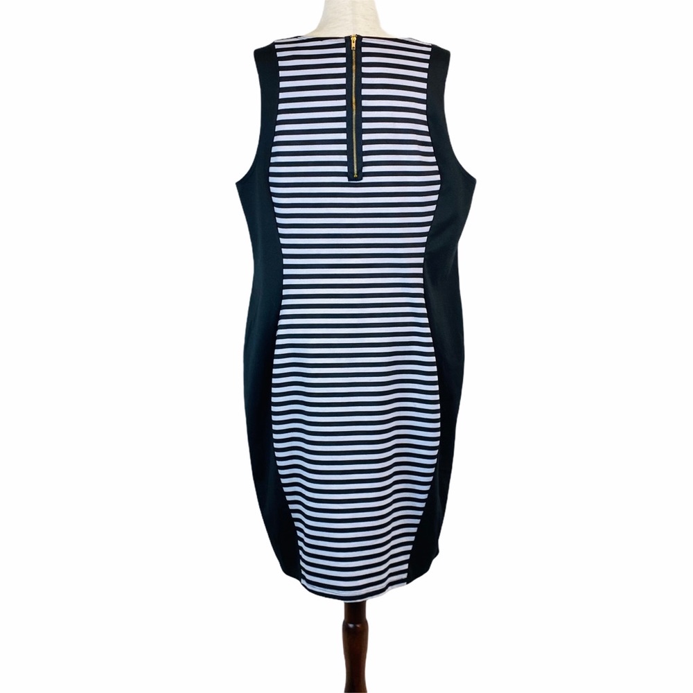 GUC Blk/Wht Striped Panel Bodycon Dress - Picture 3 of 4